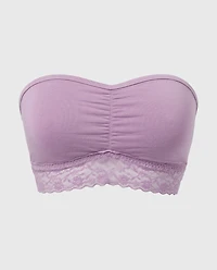 Unlined Bandeau Bralette with Essential Lace Trim Regal Orchid