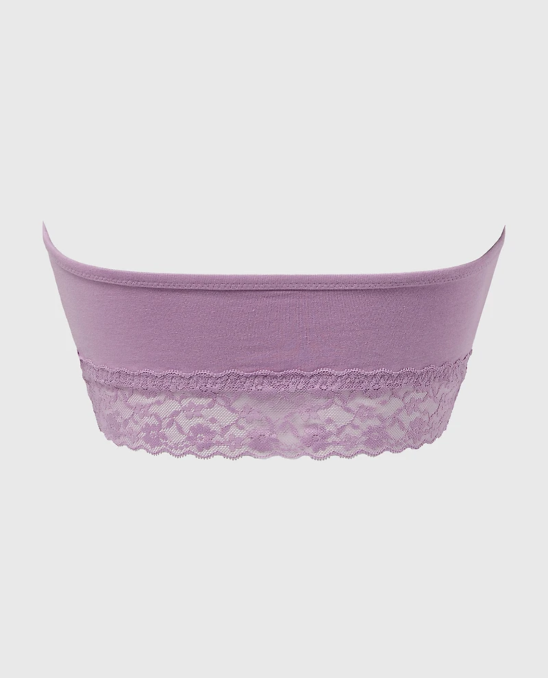 Unlined Bandeau Bralette with Essential Lace Trim Regal Orchid