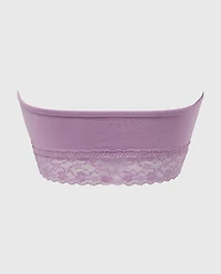 Unlined Bandeau Bralette with Essential Lace Trim Regal Orchid
