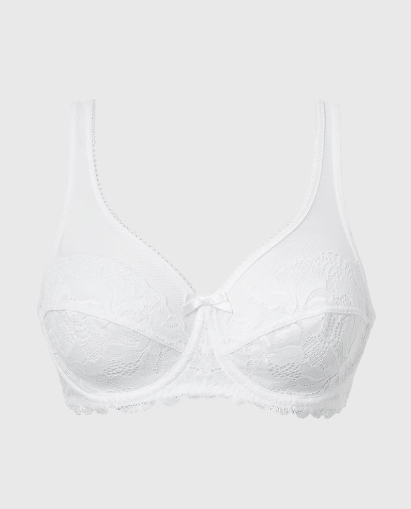 Generous Essential Lace Full Cup Bra White