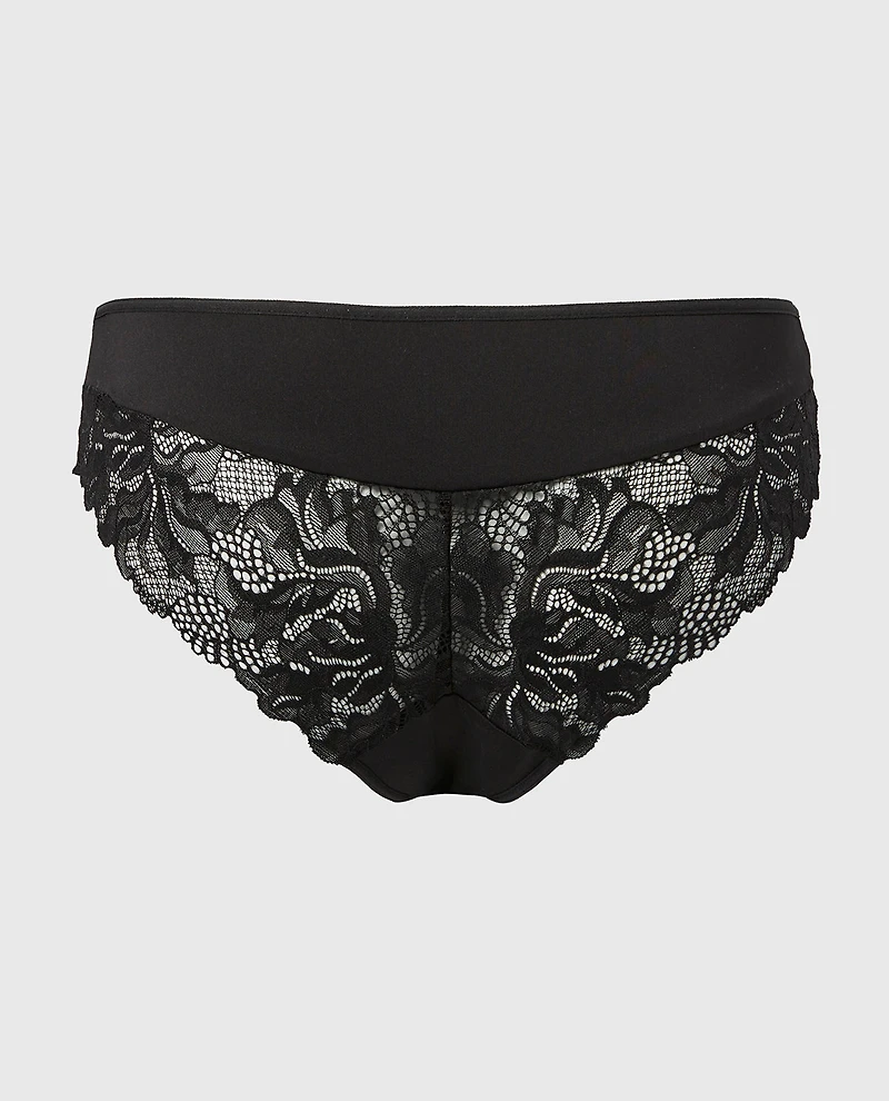 Generous Essential Microfiber and Lace Briefs Tuxedo Black