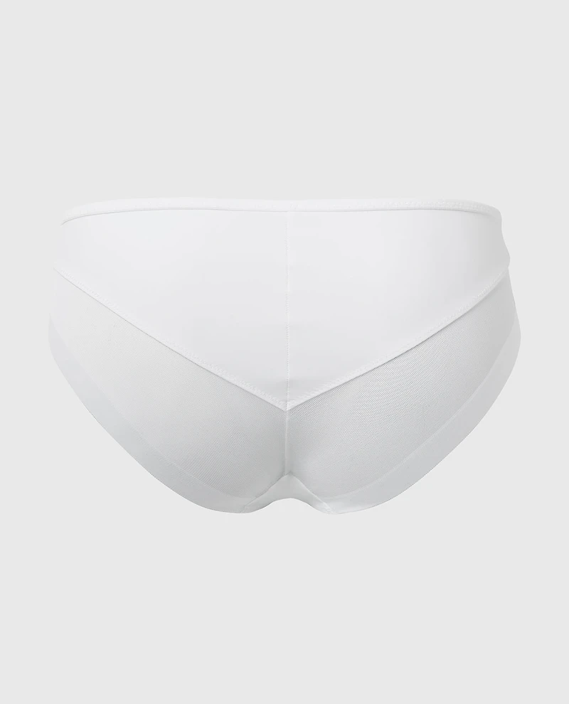 Generous Microfiber and Tulle Briefs White