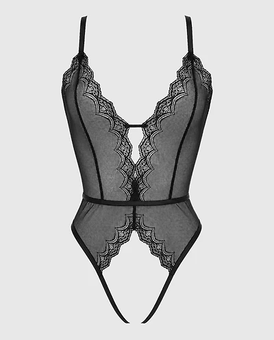 Unlined Bumless Teddy Exquisite Lace Tuxedo Black