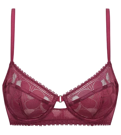 Lace Art Flowers Underwired Push-Up Bra Beaujolais