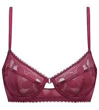 Lace Art Flowers Underwired Push-Up Bra Beaujolais