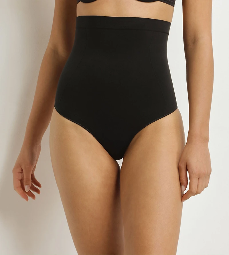 Tanga moulant taille haute smoking noir