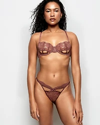 Unlined Lace Bra with Cut-Outs Dusty Cedar