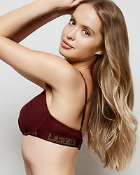 Lightly Lined Demi Bra with Logo Red Wine