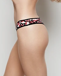 Cotton Thong Panty Graffiti Hearts