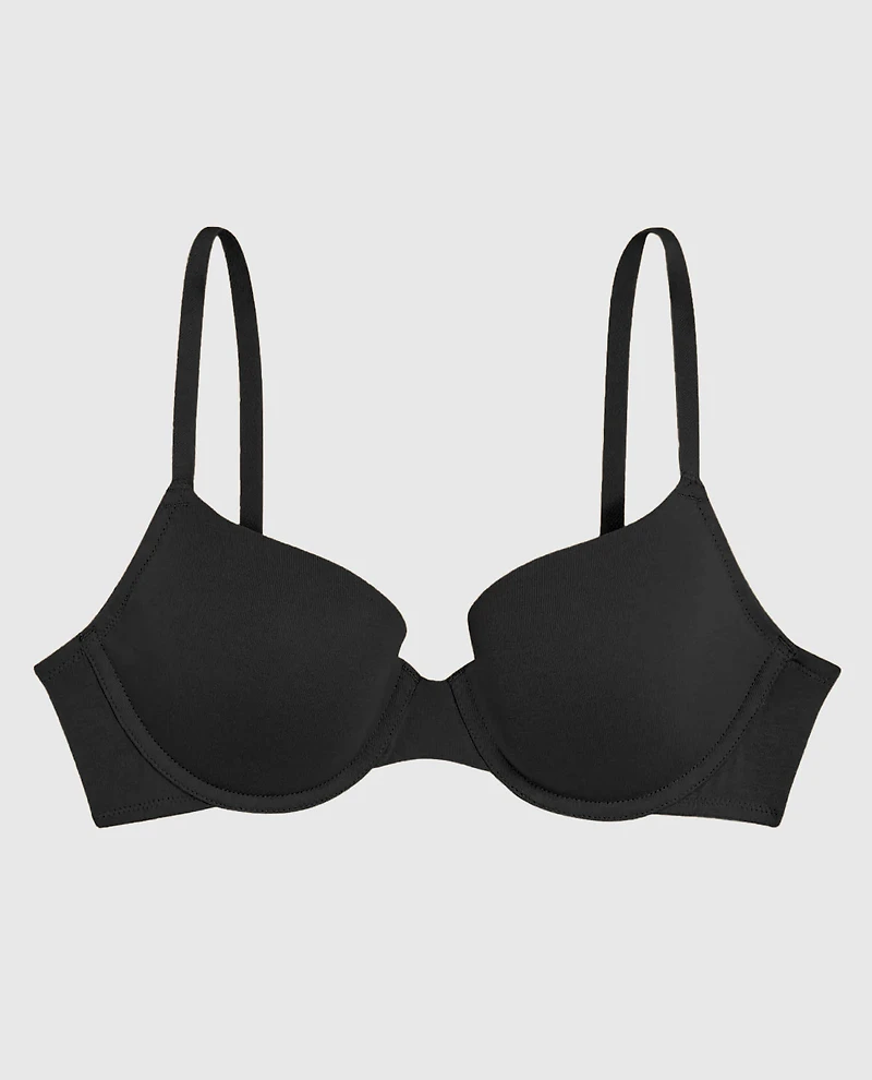 Smooth Lightly Lined Demi Bra Tuxedo Black