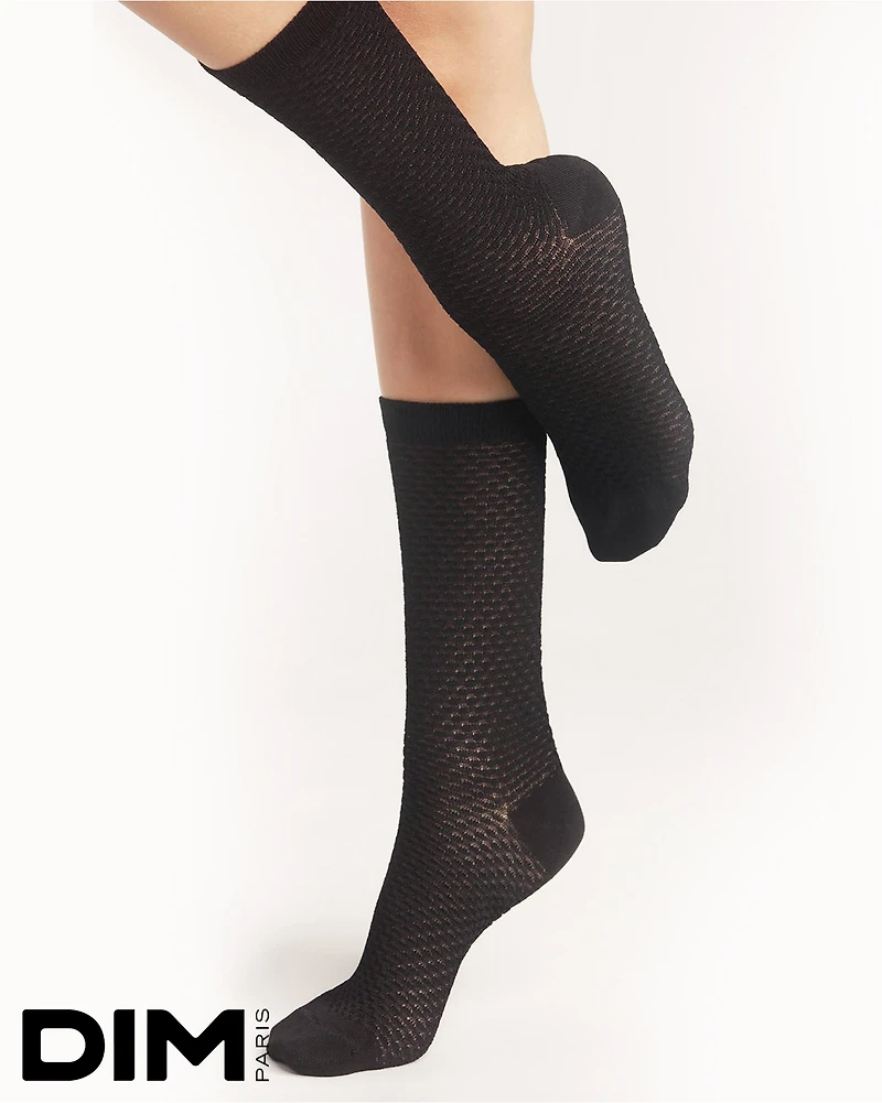 Textured Crew Socks in Black