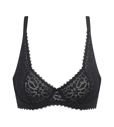 La Senza | Floral Lace triangle bra full coverage Tuxedo Black