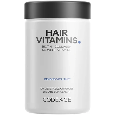 Codeage Hair Vitamins 10000 mcg Biotin, Keratin, Collagen, 120 Caps
