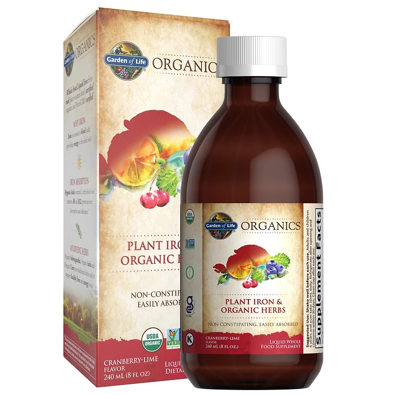 Garden of Life Organics Organic Plant-Sourced Iron + Herbs (Cranberry-Lime Liquid)