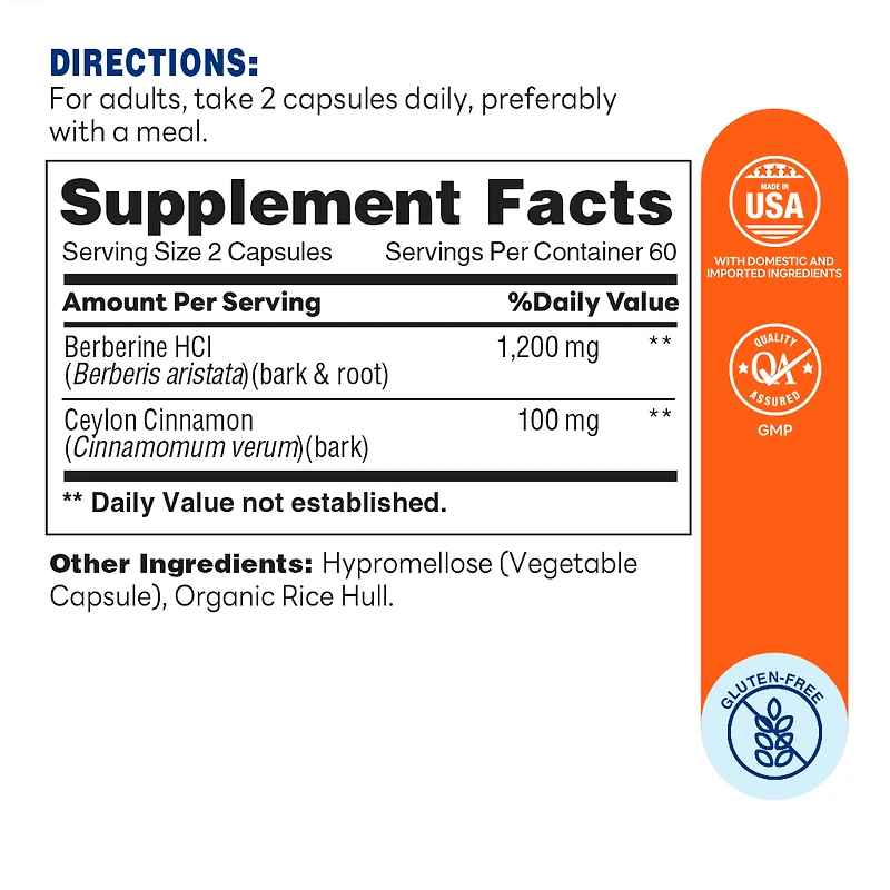 Berberine with Ceylon Cinnamon, Energy and Metabolic, 120 Capsules