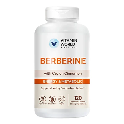 Berberine with Ceylon Cinnamon, Energy and Metabolic, 120 Capsules