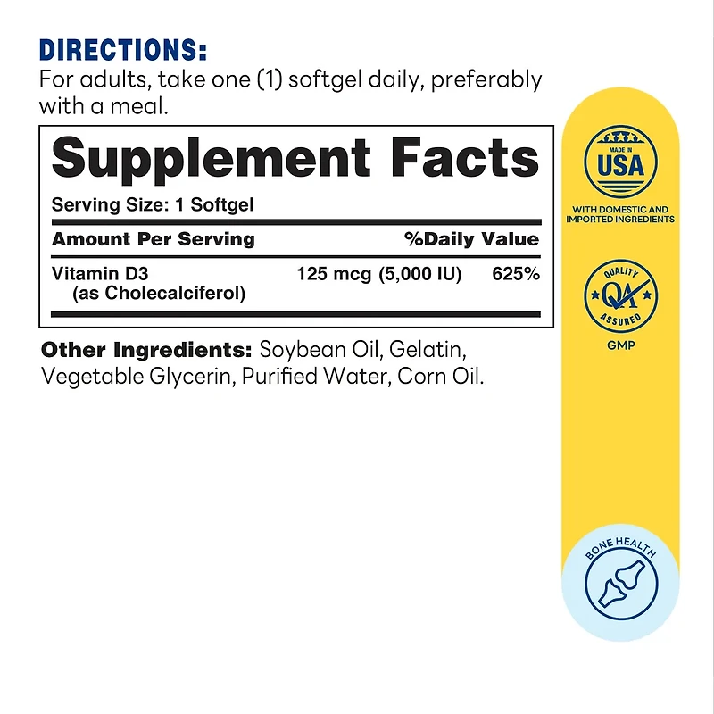 D3 (5000 IU) 125mcg, Health Support, By Vitamin World