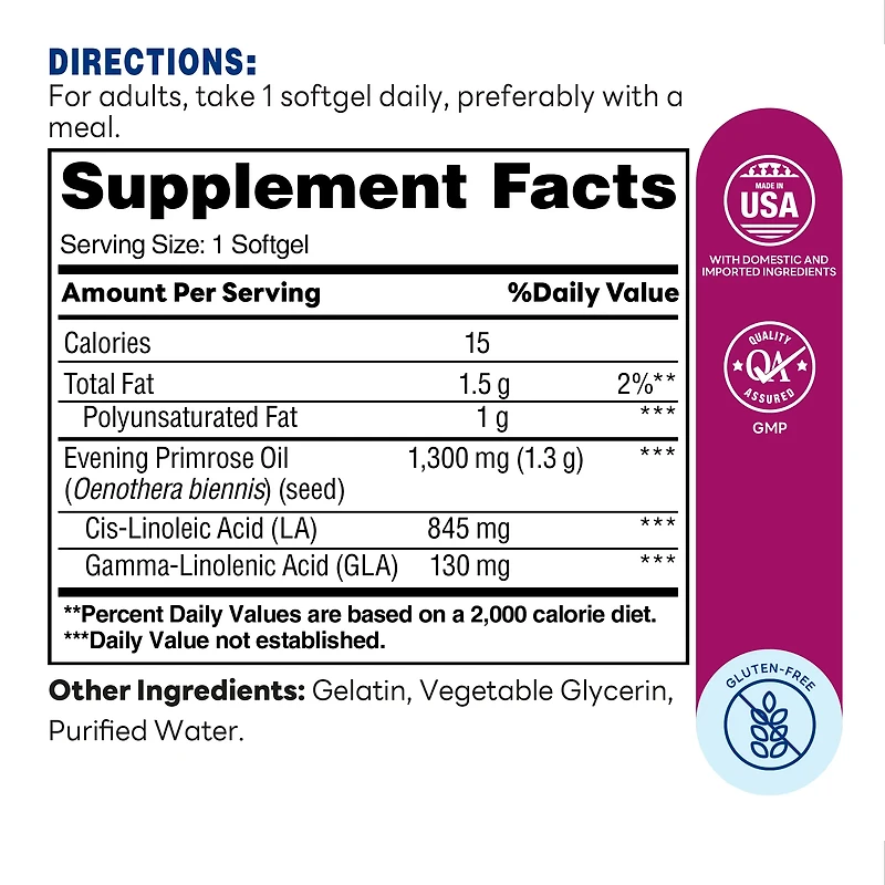 Evening Primrose Oil for Women 1300mg, 90 Softgels