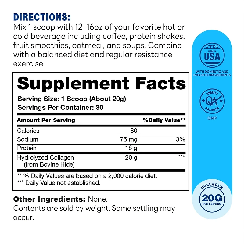 Grass-Fed Collagen Peptides 600g Powder Unflavored