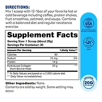 Grass-Fed Collagen Peptides 600g Powder Unflavored