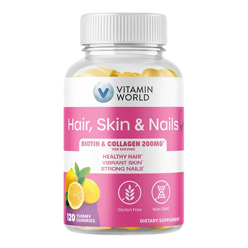 Hair, Skin & Nails Biotin & Collagen 200mg | Vitamin World | Gummy | 120ct
