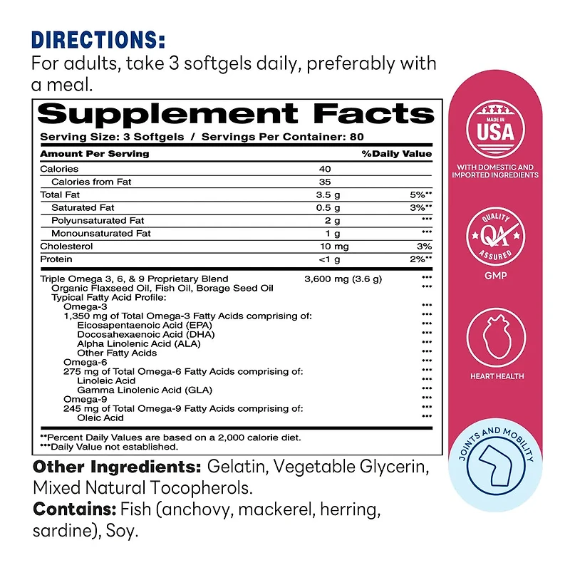 Omega 3,6,9 Fish, Flax & Borage Oils , Health Support, By Vitamin World