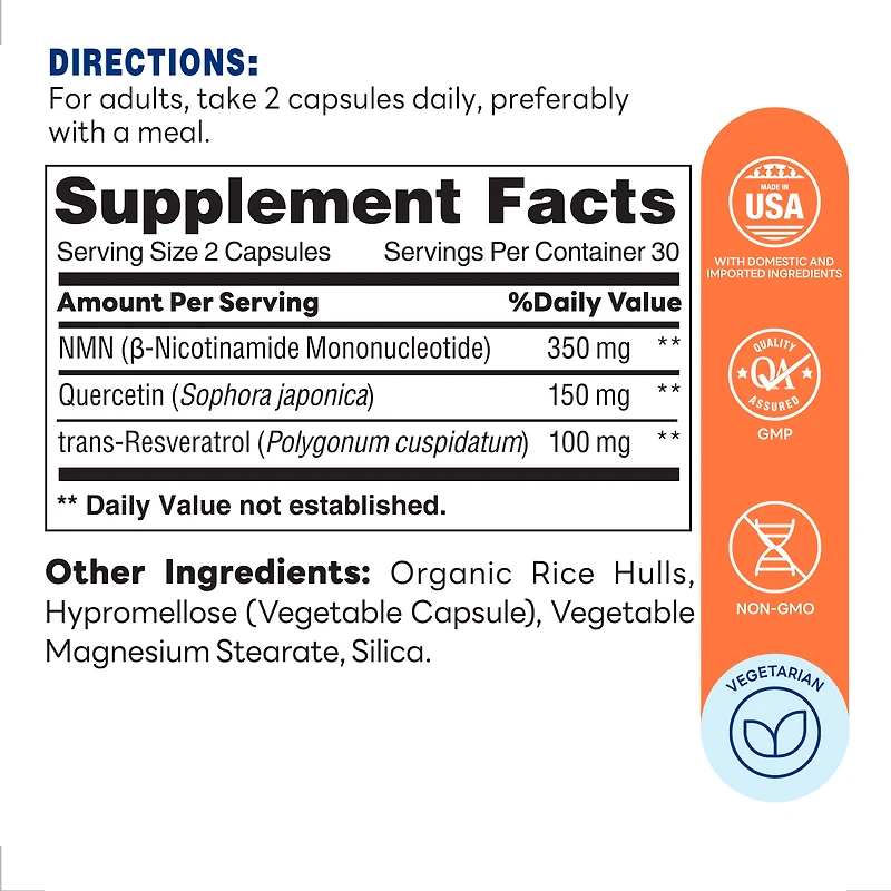 NMN 350+, 60 Vegetarian Capsules