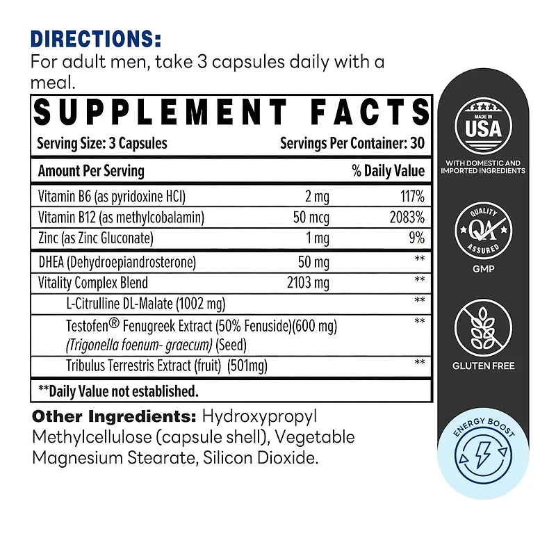 Testosterone Support 90 | Vitamin World | Capsule | 90ct