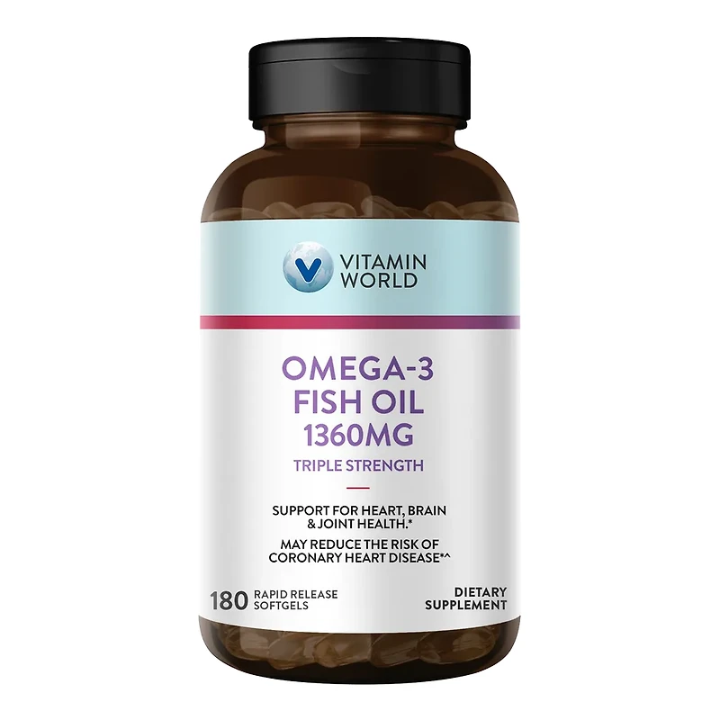 Triple Strength Omega 3 Fish Oil 1360 mg , with 950 Active Omega-3 Fatty Acids EPA & DHA, Supports Heart, Brain Joint Health, Gluten Free, 120 Softgels