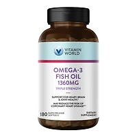 Triple Strength Omega 3 Fish Oil 1360 mg , with 950 Active Omega-3 Fatty Acids EPA & DHA, Supports Heart, Brain Joint Health, Gluten Free, 120 Softgels