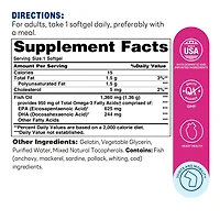 Triple Strength Omega 3 Fish Oil 1360 mg , with 950 Active Omega-3 Fatty Acids EPA & DHA, Supports Heart, Brain Joint Health, Gluten Free, 120 Softgels