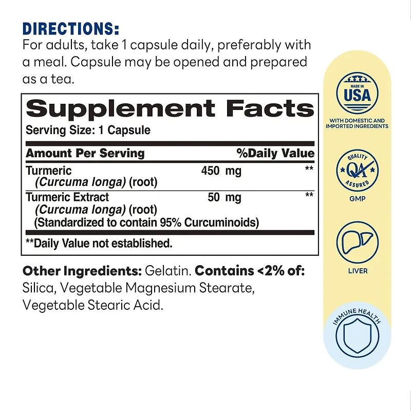 Turmeric Curcumin 500mg | Vitamin World | Capsule | 90ct