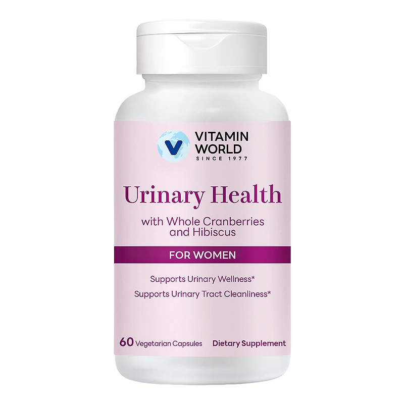 Vitamin World Urinary Health with Whole Cranberries and Hibiscus for Women, 60 Vegetarian Capsules