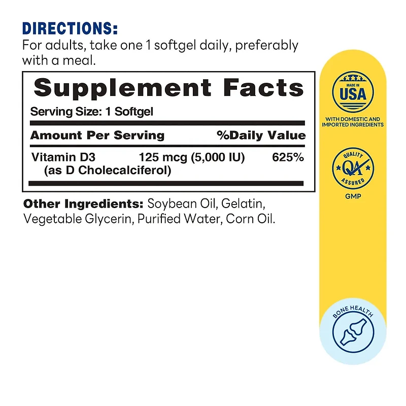 D3 (5000 IU) 125mcg, Health Support, By Vitamin World