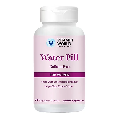 Vitamin World Water Pill for Women, Caffeine Free, 60 Vegetarian Capsules