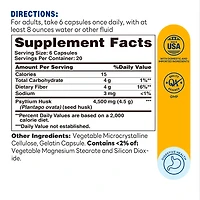 Psyllium Seed Husk 4,500 mg, Digestive Regularity Support, 120 Capsules