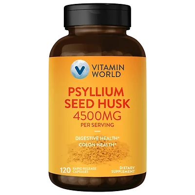 Psyllium Seed Husk 4,500 mg, Digestive Regularity Support, 120 Capsules