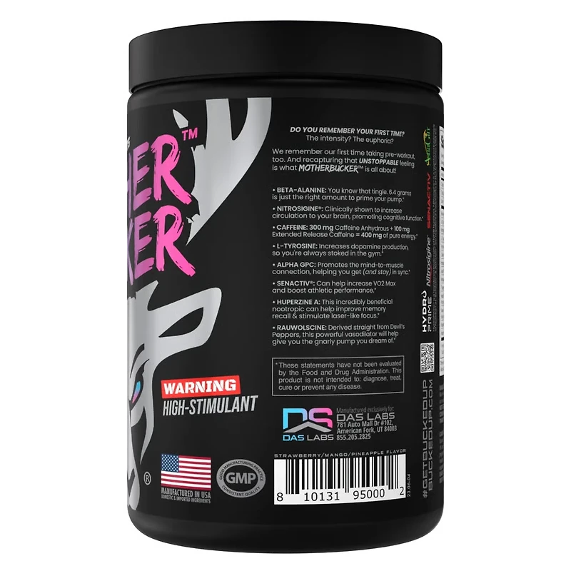 Mother Bucker Pre-Workout Energy Support, 390g, by Bucked Up