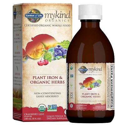 mykind Organics Organic Plant-Sourced Iron + Herbs (Cranberry-Lime Liquid)