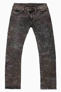 MENS CLASSIC STRAIGHT LEG LONG FLAP JEANS BROWN THUNDER  WITH CRYSTALS