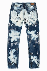 MENS BIKER JEANS WITH FLAP TINA WASH  CRYSTALS