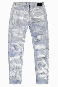 MENS BIKER JEANS  SILVER STREAM WASH