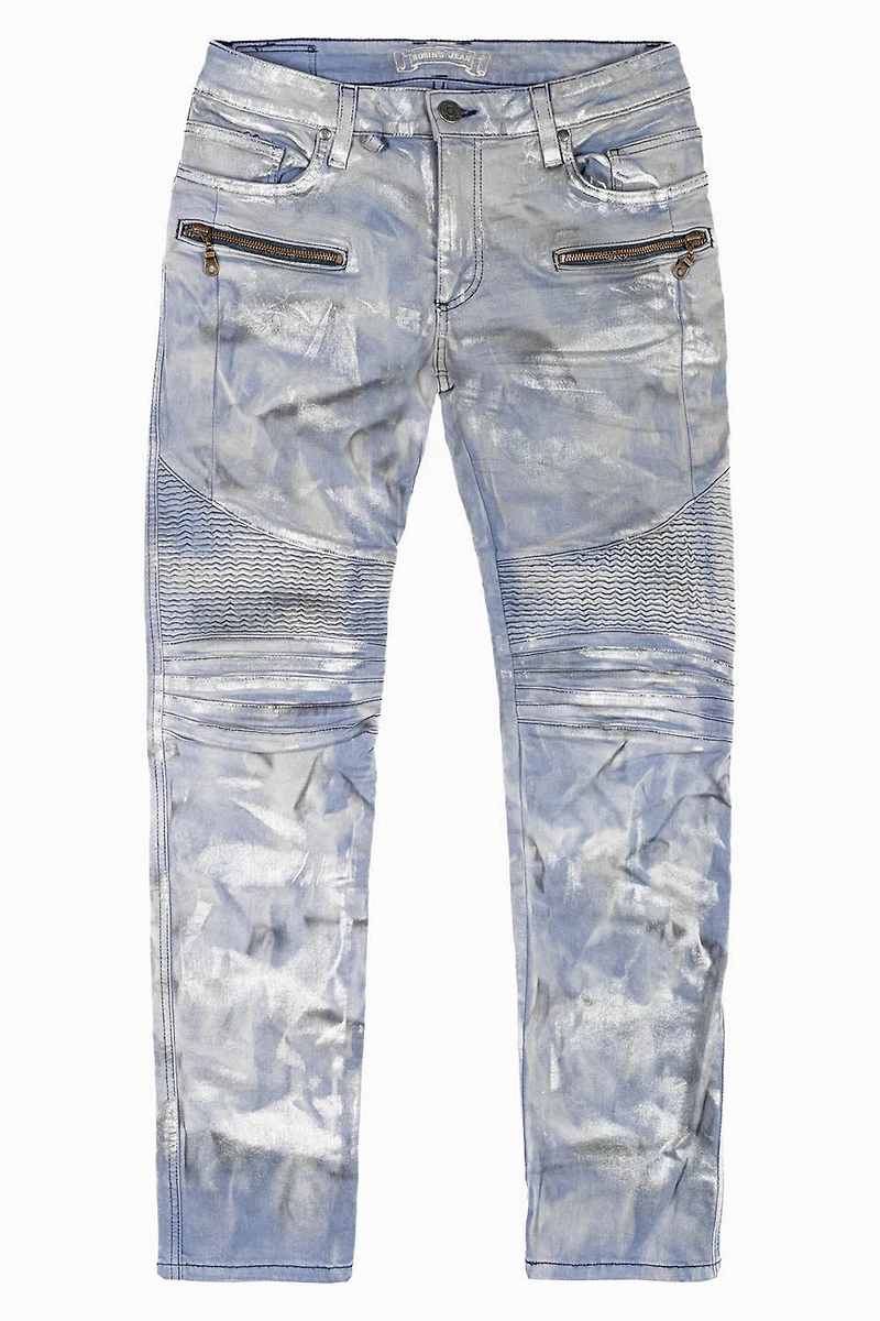MENS BIKER JEANS SILVER STREAM WASH