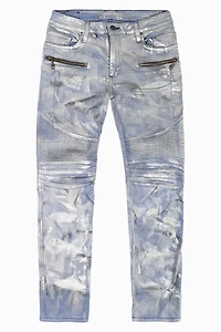 MENS BIKER JEANS  SILVER STREAM WASH