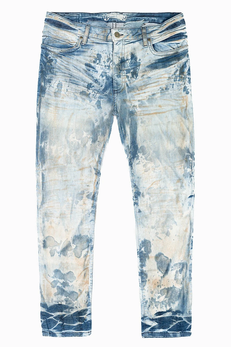MENS SKINNY JEANS JOSEPH INDIGO WASH WITH TONAL WING EMBROIDERY