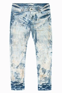 MENS SKINNY JEANS JOSEPH INDIGO WASH WITH TONAL WING EMBROIDERY