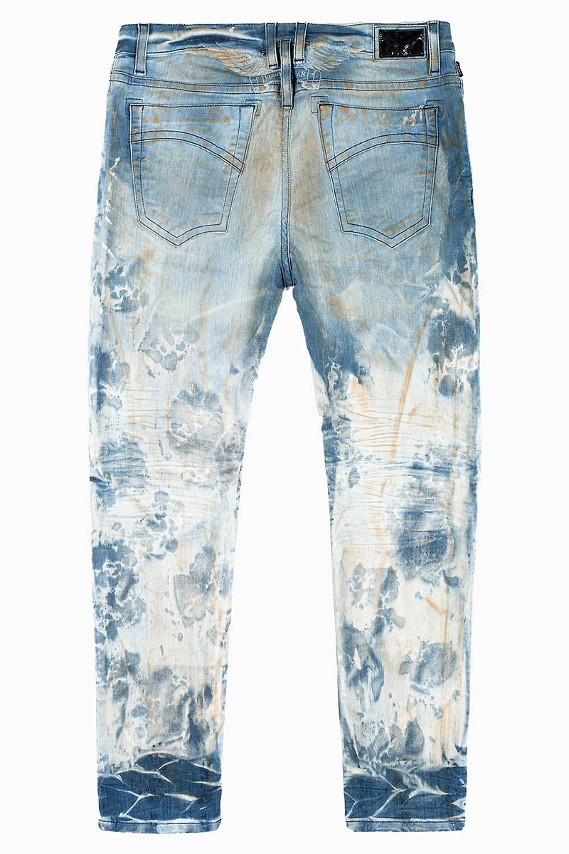 MENS SKINNY JEANS JOSEPH INDIGO WASH WITH TONAL WING EMBROIDERY