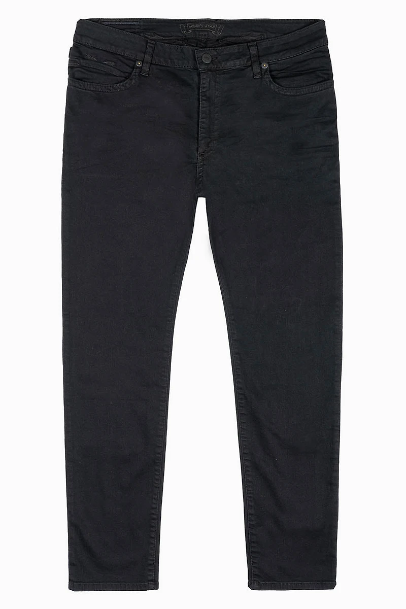 MENS SKINNY JEANS PURE BLACK WASH WITH TONAL WING EMBROIDERY