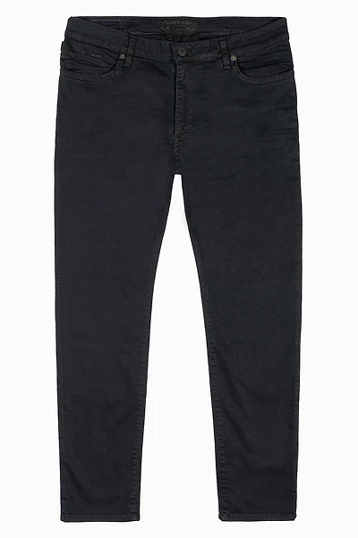 MENS SKINNY JEANS PURE BLACK WASH WITH TONAL WING EMBROIDERY