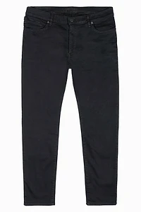 MENS SKINNY JEANS PURE BLACK WASH WITH TONAL WING EMBROIDERY
